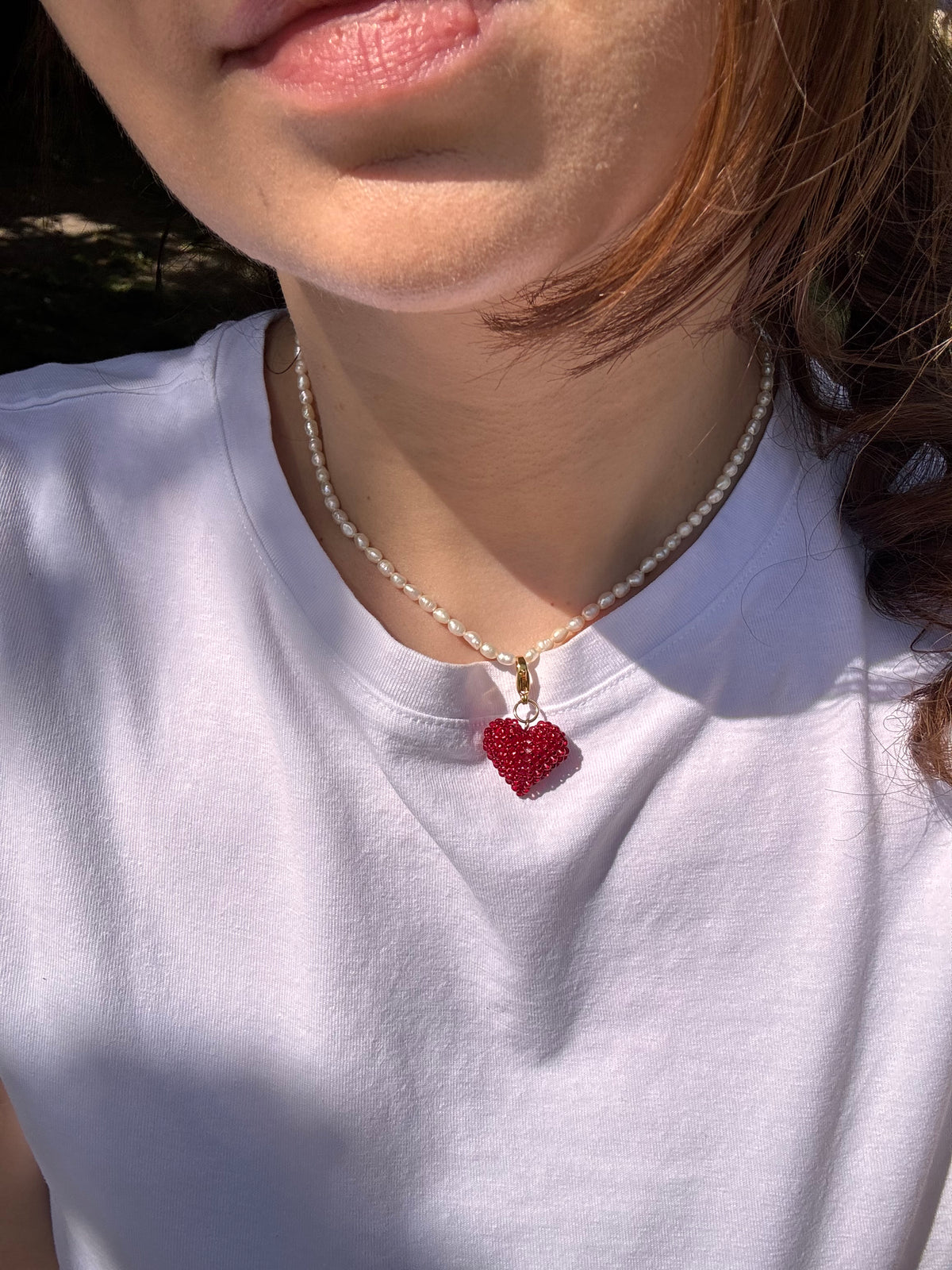 Red Heart Beaded Charm